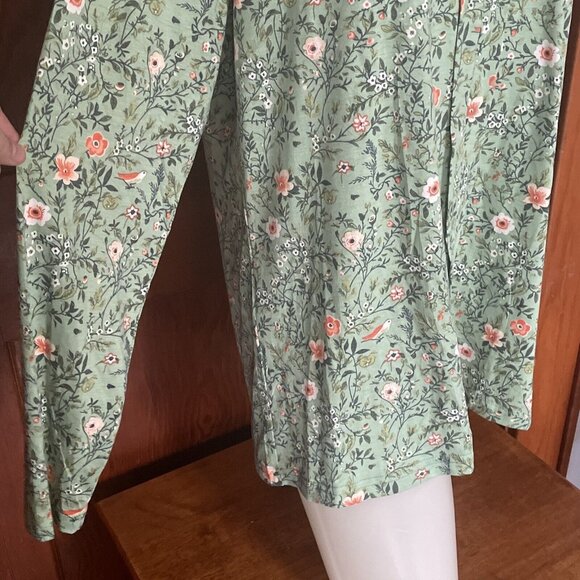 Anydeer Womens Casual Daisy Print Tunic Top Pleated Sz XL Green NWT V Neck - Picture 5 of 12